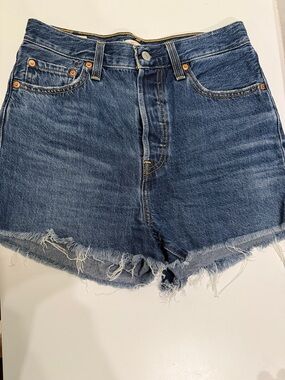 Levi's Medium Blue Distressed Denim Cutoff Shorts